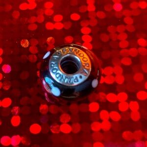 Pandora Black Murano Glass Bead with White Polka Dots